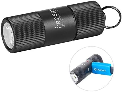 OLIGHT i1R 2 EOS 150 Lumens Tiny Rechargeable Keychain Flashlight EDC Mini LED Keyring Light with Built-in Battery for Camping Hiking Dog Walking etc (Black)