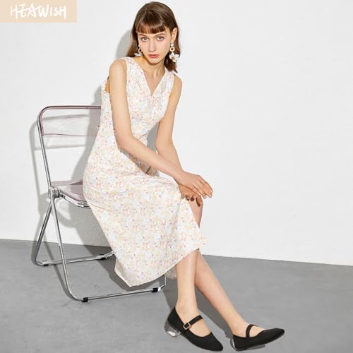 HEAWISH Women's Ballet Flat Shoes Mary Jane Pointed Toe Mesh Flats,Comfortable Slip on Ladies Shoe with Adjustable Strap,Casual Office Dress Flats for Work2