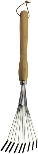 T Tool - Rastrillo de acero inoxidable de nueve rastrillo de alta resistencia, rastrillo de mano para césped pequeño, rastrillo de hojas pequeñas,