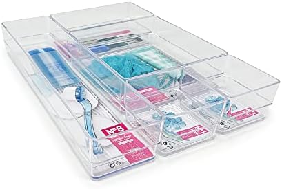 PLASTIFIC Acrylic Makeup Cosmetic Multi-function Organiser, Lipsticks Brush Organizer Great Capacity for Dresser, Vanity Table, Bedroom and Bathroom (Set of 5 Organizers)