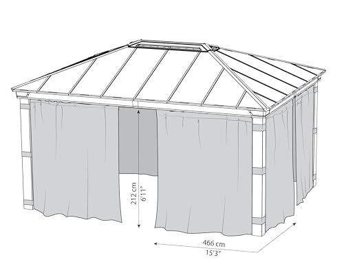 Palram - Canopia 14 Ft. x 16 Ft. Curtain Set for Dallas 14x16 Gazebo, Drapes for Privacy & Weather Protection, Adjustable Airflow, Easy DIY Installation, Washable - 4 Pc. (Curtains ONLY) - Image 5
