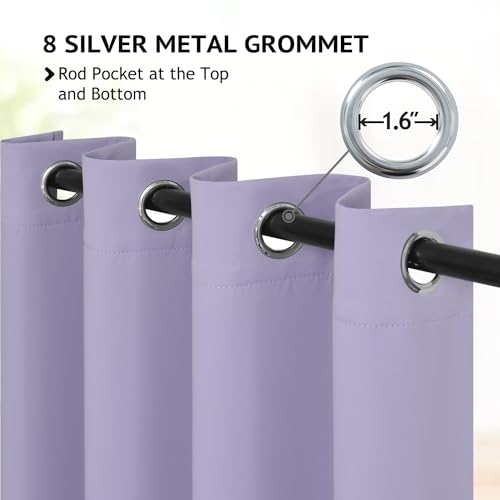 Image of COSVIYA Grommet Room Darkening Lilac Curtains 90 inch Long for Bedroom | Light Blocking Insulated Thermal Curtains for Living Room, Blackout Thick Polyester Window Drapes,52x90 inches, 2 Panels