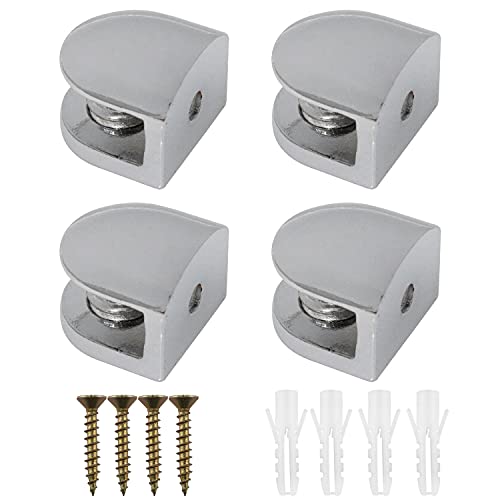 Chenjin Glass Clamp 4Pcs Adjustable Frameless Rectangle Glass Shelf Holders Support Mirror Bracket Clamps Shelf Clip With Screws And Anchors For 3-8Mm Glass Acrylic Wood #TOP5