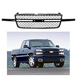 Front Grille Primed Shell Assembly For Chevy 2003-2006 Silverado 1500 & 2007 Silverado 1500 Classic Without Dale Earnhardt Package Replaces GM1200586 - Black