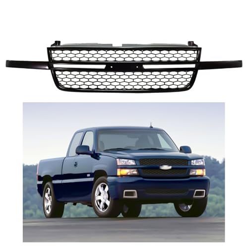 Image of Front Grille Primed Shell Assembly Fit for Chevy 2003-2006 Silverado 1500 & 2007 Silverado 1500 Classic Without Dale Earnhardt Package Replaces GM1200586 - Black
