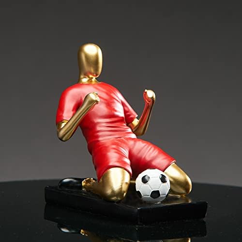 TEATONES Soccer Goal Celebration Statues Gold Abstract Sculpture Resin Collectible Figurines for Golden Home Decor Accents Living Room Office Desk Bookshelf Decorations