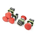uxcell 5 Pcs N/C SPST Latching Action Emergency Stop Push Button Switch 10A 600V