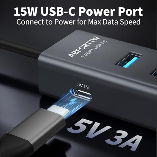 Image of 6Ft 7-Port USB Hub 3.0 for Desktop, 4 USB-A & 3 USB-C Ports Aluminium 5Gbps USB Extender Hub, USB Splitter, USB Hub Long Cable for Desktop, PC, Flash Drive, Mobile HDD SSD, Windows /XPS