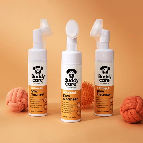 Buddycare Hundepfotenreiniger mit Haferflockenduft, 200 ml, kein Ausspülen, wasserloser Pfotenreiniger für Hunde, sanfte Lösung für schlammige Pfoten, geeignet für alle Rassen, bequem und einfach zu