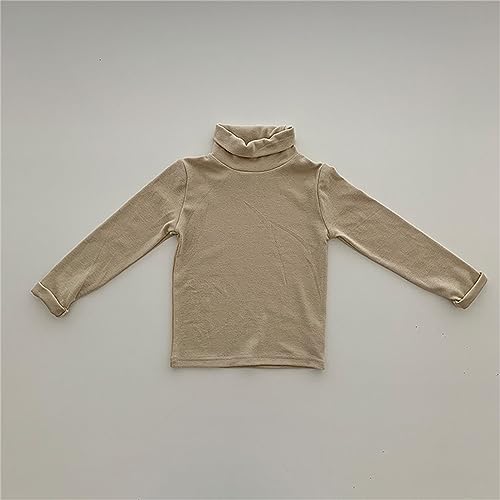 Betadog Girls Turtleneck Sweater Kids Casual Long Sleeve Pullover Tops Solid Baby Turtleneck Long (Khaki, 6-7 Years)4