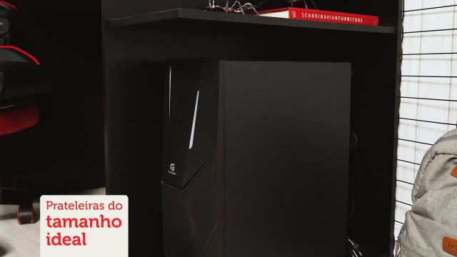 Mesa Gamer Com Painel Para TV - Preto, Moderna E Robust
