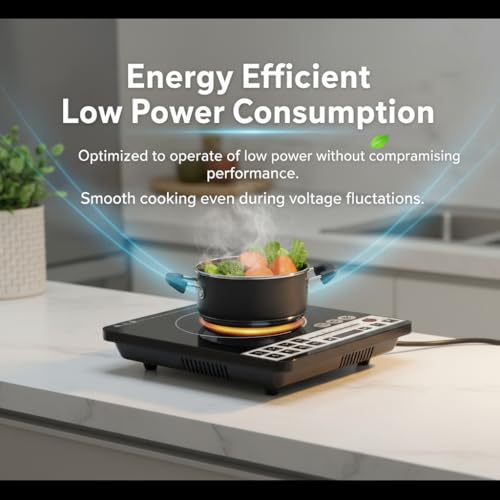 Image of Drumstone (Exclusive & Limited 5 Year Warranty) Induction Cooktop 2200W - LED Touch Display, Auto Pan Detection, 7 Indian Cooking Menus, Timer & Temperature Control - Energy Efficient Kitchen Stove