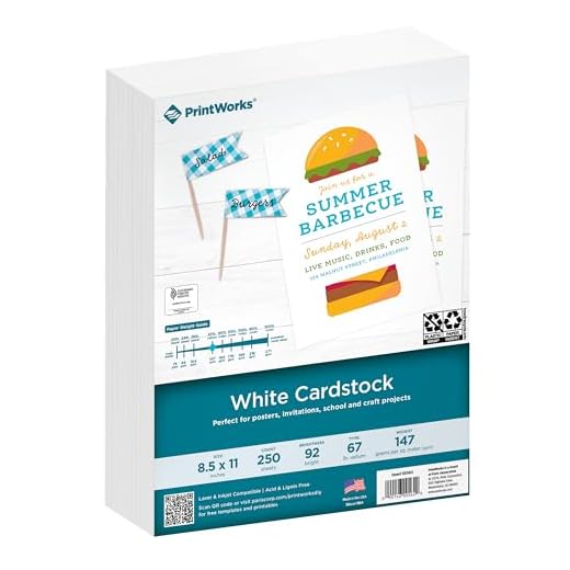 Printworks White Cardstock, Standard, 67 lb. Vellum, 92 Bright, 250 sheets, 8.5 x 11, For Office, Home & School Printing, Craft Projects (00564)