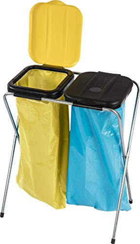 Noelle Nölle Profi Brush - Cubo de basura con tapa (2 x 120 l), Contenedor Bote Papelera Grande, color negro y amarillo