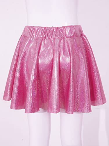 Oyolan Kids Girls Sparkling Shiny Metallic Ballet Dance Skirt Pleated Flared Skater Performance Dancewear Costumes Hot Pink 13-14 Years #TOP4