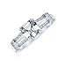 Imagen de Elegante Atemporal Estilo Art Deco 2Ct Aaa Cz Cuadrado Asscher Cut Anillo De Compromiso Para Las Mujeres Baguettes Piedra Lateral Milgrain Banda