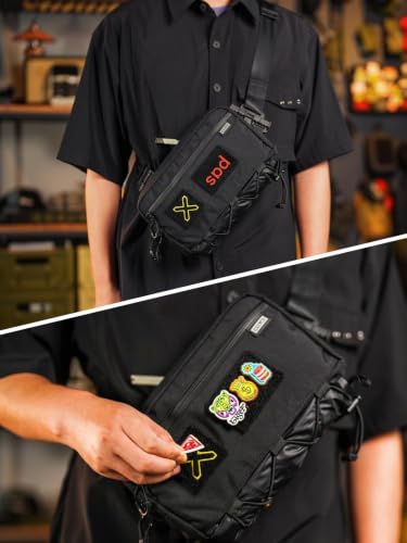 TACTICAL_GEEK Cache L4 EDC Sac Bandoulière, Sac Épaule Léger, Sac de Poitrine de Voyage Haute Capacité 2.9L, Sac à Dos à Une Bretelle pour Voyage Décontracté, Randonnée et Sports en Plein Air, Noir – vue 6