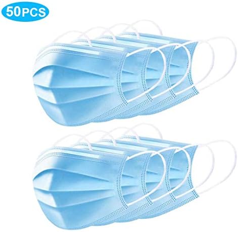 Disposable Filter Face Masks 3 Ply Used in Offices, Households Sensitive to Pets Thin Fabric Pads for Dust Protection (50pcs)