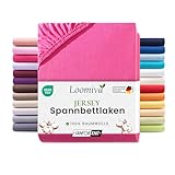 Loomiva Jersey Spannbettlaken 180x200-200x200 cm pink | Bettlaken 100% Baumwolle | bis 22cm Matratzenhöhe Gummizug | Oeko-TEX Made in Green | Spannbetttücher Leintuch Bezug 180x200