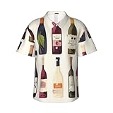 Men's Hawaiian Shirt Cute Wines Bottle Short Sleeve T-Shirts Casual Button Down Tops Summer Beach Shirts with Pocket XX-Large
