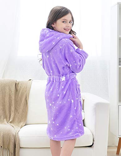Image of Doctor Unicorn Soft Hooded Rainbow Bathrobe Sleepwear for Girls