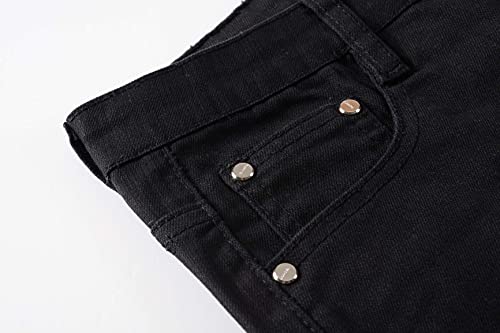 Wjwlskb Men's Printed Regular Fit Comfort Flex Waist Casual Jeans (Black 5608, 36) #TOP5