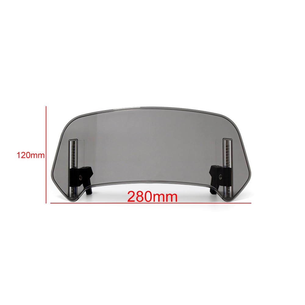 Deflettore Parabrezza Moto Spoiler Parabrezza per Moto per Kymco Xciting Scooter, Deflettore Antivento per Parabrezza Deflettore d'Aria per Moto,S Gray