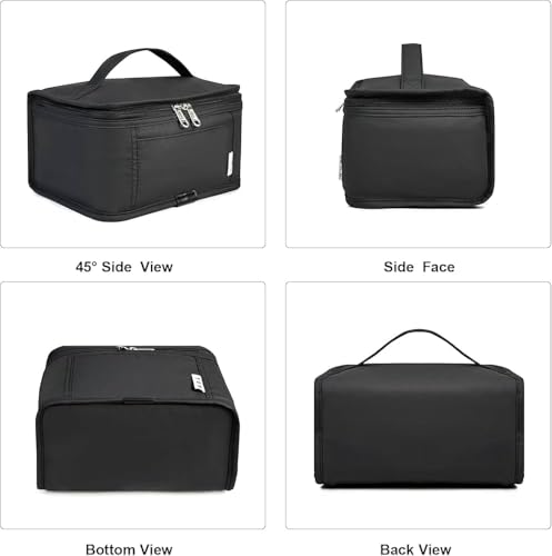 Image of Insulated Lunch Bag for Office, Black Reusable Food Container with Zipper Closure and Carrying Handle (Black)
