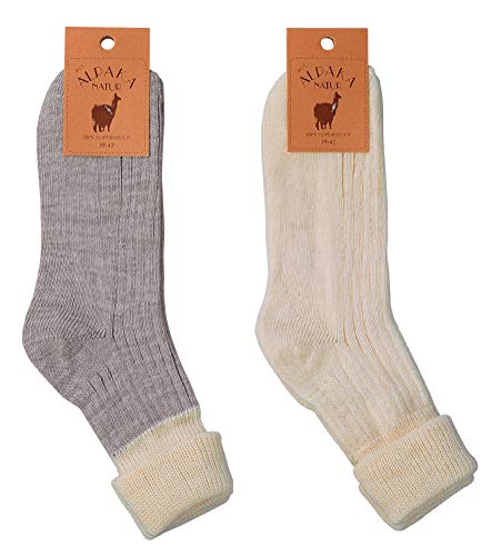 Chaussettes en laine d'alpaga et agneau, lot de 2 paires mixtes