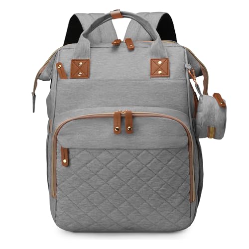 Image of houscly Diaper Bag Backpack with Changing Station,Baby Bags New Mom Gifts Panaleras Para Bebe Baby Girl Newborn Essentials Must Haves Baby Shower Gifts Baby Registry Search Light Gray