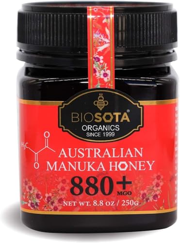 BIOSOTA Manuka Raw MGO 880+ - Medical Grade Manuka Pure Honey from Australia NPA/ULF 20+, 100% Raw Unheated Pure Honey, 250g