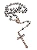 Nazareth Store unisex-adult Hematite Rosary Black Stone Beads Necklace with Jerusalem Holy Soil & Cross Antique Religious Rosaries Beads Collection, 18", Stone, No Gemstone #2