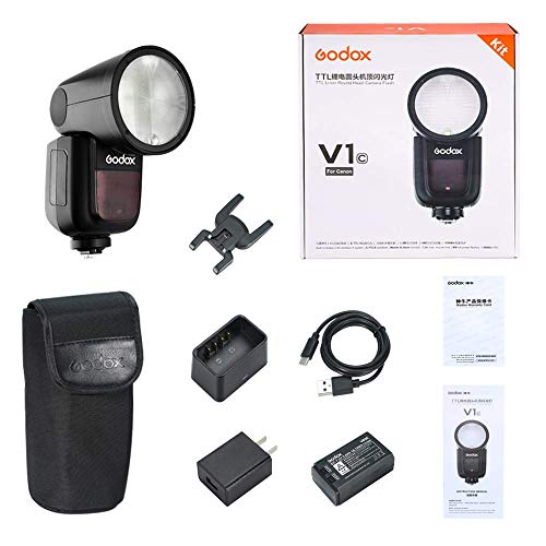 Image of Godox V1-C V1 Li-on TTL On-Camera Round Flash Speedlight Compatible with Canon