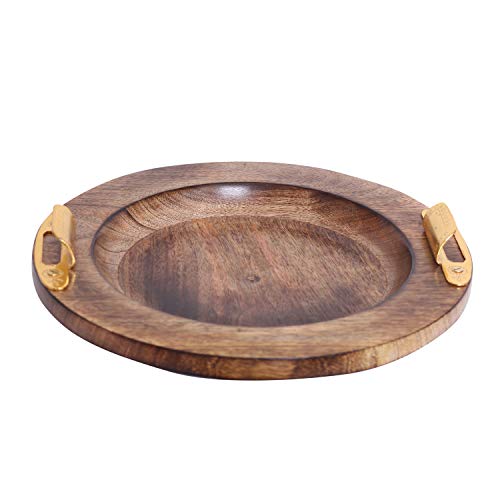 WILLART Serving tray Mango Wood- Wooden tray with Copper Handles - Great for dinner trays tea tray bar tray breakfast Tray or any food tray - good for parties or bed tray
