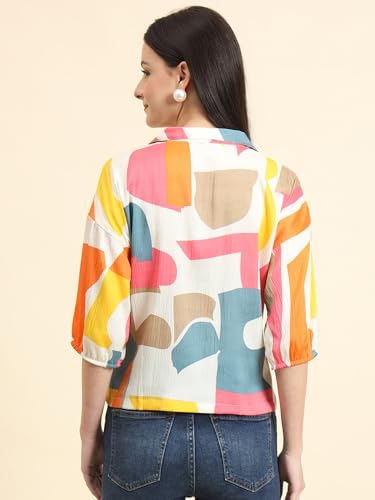Image of Women's Cotton Blend Printed Combo (Pack of 2) Shirts - 3 /4 Sleeves V Collar Neck