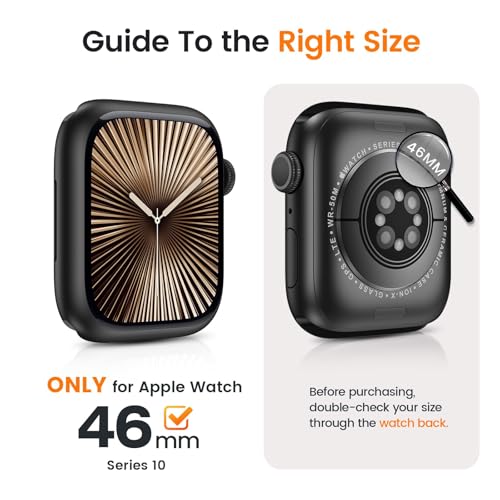 Image of VEMIGON 2 in 1 Waterproof Case Compatible for Apple Watch Series Series 11 /10 46mm, Screen Protector 360 Protective Glass Face Cover Hard PC Bumper + Back Frame for iWatch Accessories, Jet Black