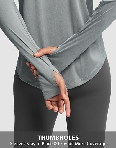 Image of Soothfeel Lightweight Long Sleeve Workout Tops for Women Gym Running Shirts