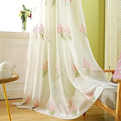 Natural Design Window Treatments Sheer Curtains Beautiful Flower Embroidered Panel Home Decoration for Living Kids Nursery Room Balcony(1 Panel, W 50 x L 95 inch, Pink)