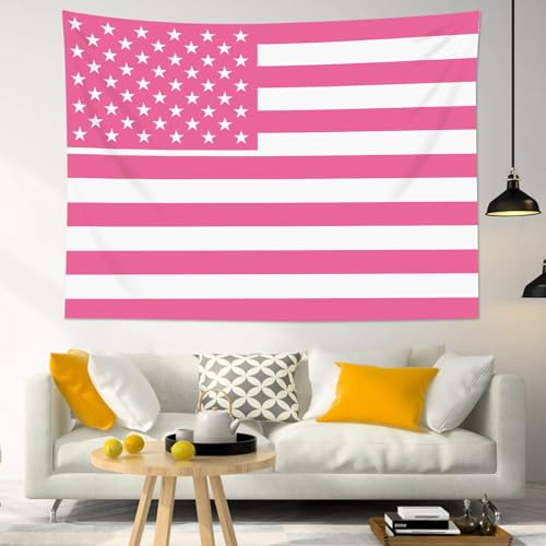 WEENEO Pink American Flag Tapestry Wall Hanging 60 x 40 Inch Funny Light Pink Striped Backdrop Poster for Home College Party Decor,Vivid Color Flag Backgrounds Tapestries for Outdoor Indoor Photoshoot