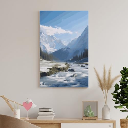 Impression sur toile sommets enneigés pour illuminer une chambre sombre