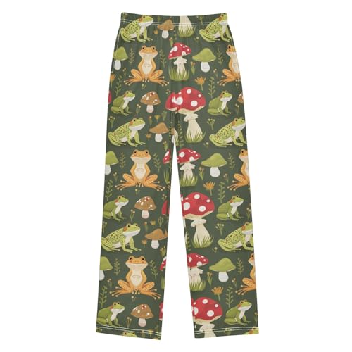 ZZXXB Lovely Frog Mushroom Boys Long Pants Soft Trousers Elastic Waist Kids Lounge Bottoms with Pockets S-XL