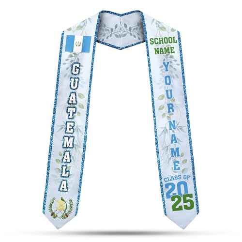 MonkeyVan Personalized Guatemalan Graduation Sash 2025,Custom Guatemala Flag Stole,Guatemala Graduation Stole Class of 2025 S195