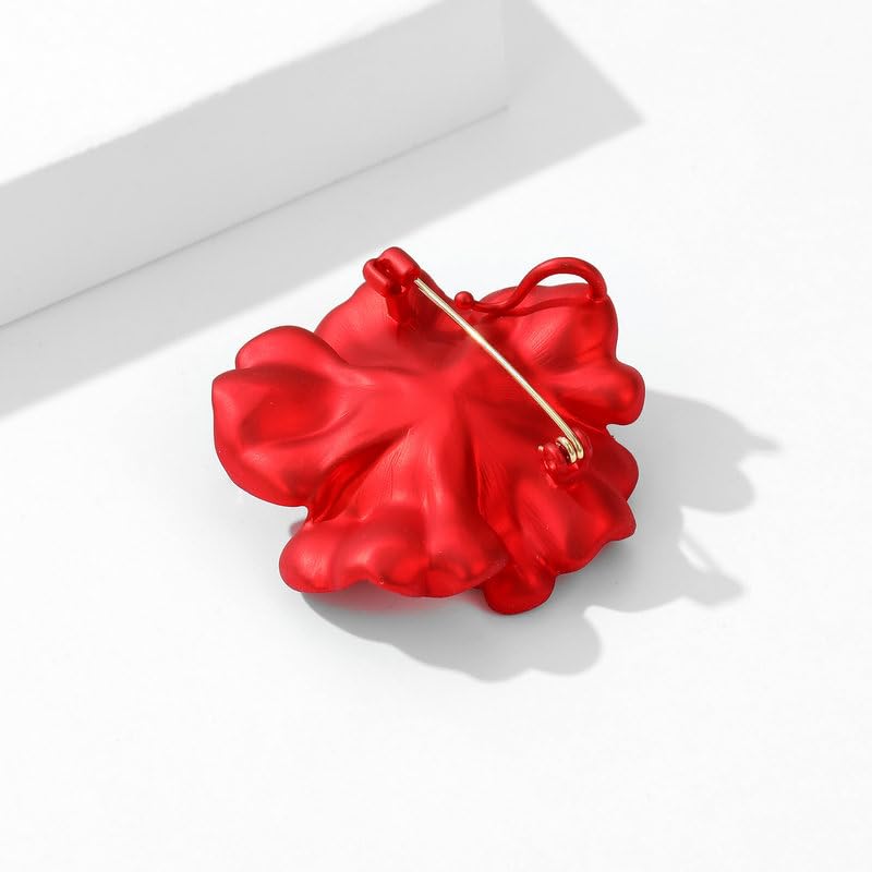 Image of Flower Brooch Pins for Women Rhinestone Red Pin Blazer Dress Denim Jacket Lapel Pin Wedding Holiday Gift Accessories