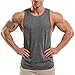 Magiftbox Mens Extended Scoop Workout Stringer Tank Tops Gym Shirts for Men Black/Khaki T05_Dark-Gray_US-M