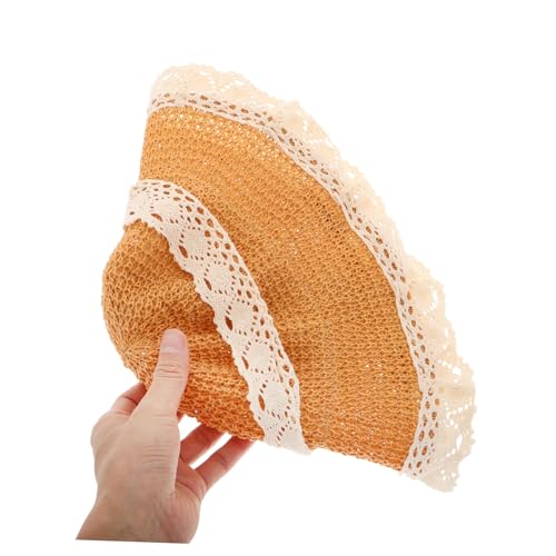 BESTYASH Girls Wide Brim Lace Sun Hat for Vacation Breathable Boy Girl Beach Hat with Uv Adorable Style for Outdoor Activities and Family Trips Beige4