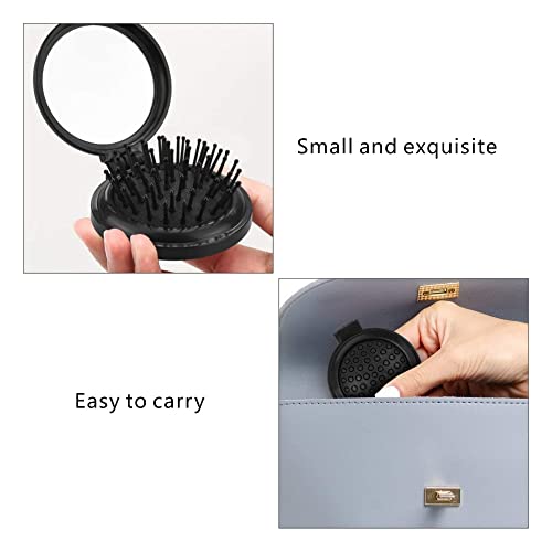 4 Pcs Round Travel Hair Brush with Mirror Lovely Hair Comb Folding Pocket Hairbrush for Travel Women and Girls - Image 4