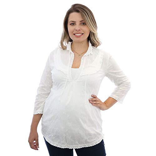 Bata Bordado Inglês Laise - Branco 42