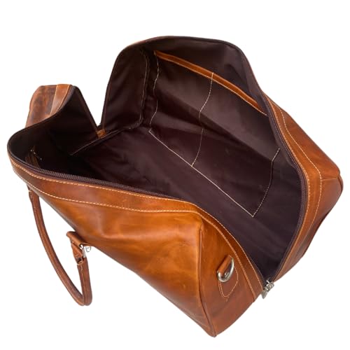 "Leather Duffel Travel Bag - Stylish Weekender Overnight Luggage for Men & Women, Durable & Spacious, Perfect for Weekend Getaways, Gym, and Business Trips"4