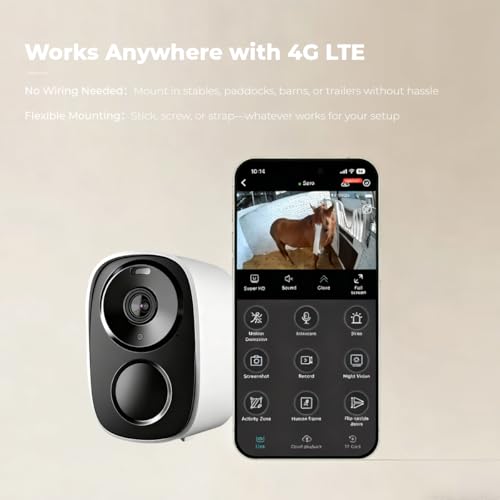 Amouu 4G LTE 2K HD Horse Barn Camera