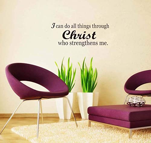Adecns I Can Do All Things Through Christ Who Strengthens Me Wall Decal Inspiration Wall Art Saying Religious Vinyl Home Decor (22.4'' X 8'') #TOP1